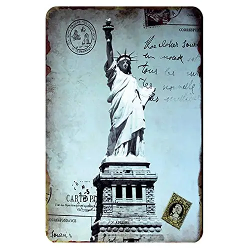 

Статуя Свободы в Нью-Йорк, американская достопримечательность, ретро рекламный плакат, Настенный декор, металлический жестяной знак 8x12 дюй...