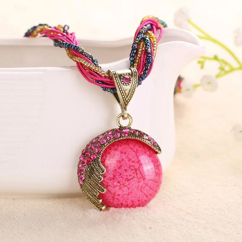 Ожерелья с подвеской из натурального камня золотого цвета металлическим