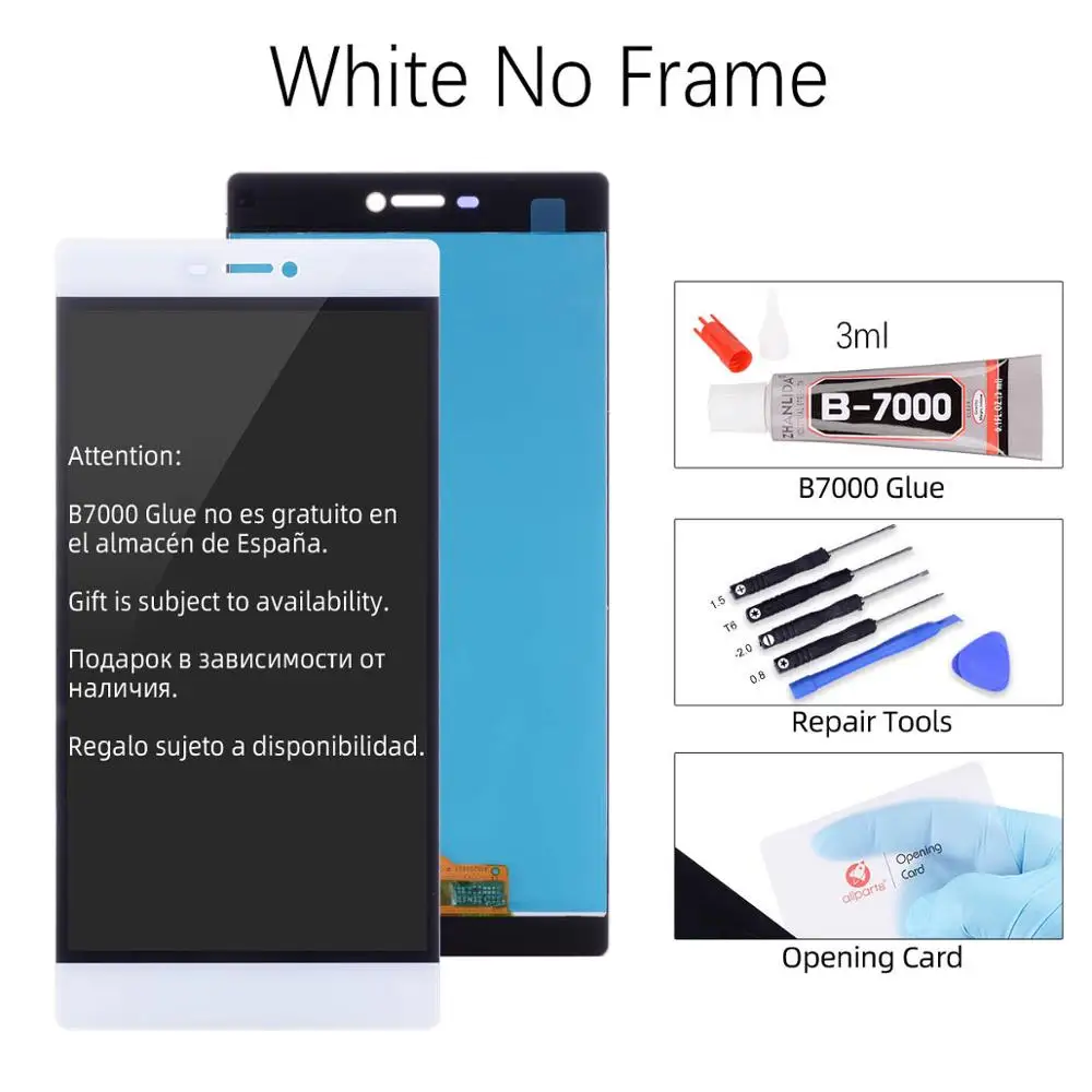 No Frame White Дисплей для HUAWEI P8 GRA L09 gra-l09 gra-ul10 LCD в сборе с тачскрином на рамке 5.2'' черный белый золото - Цвет: No Frame White
