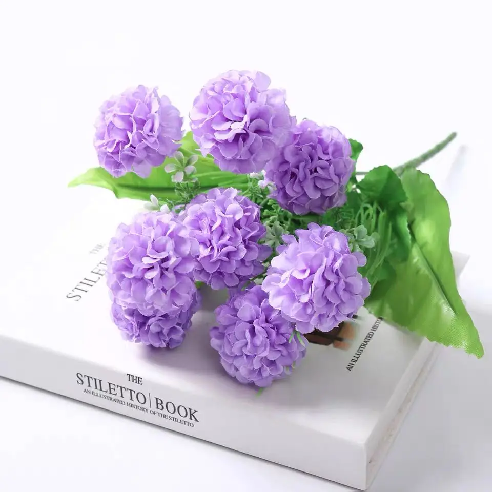 1 букет из 9 искусственных гортензии шары хризантем искусственные шелковые цветы