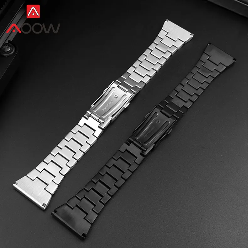 Ремешок мужской из нержавеющей стали с складной пряжкой сменный однотонный