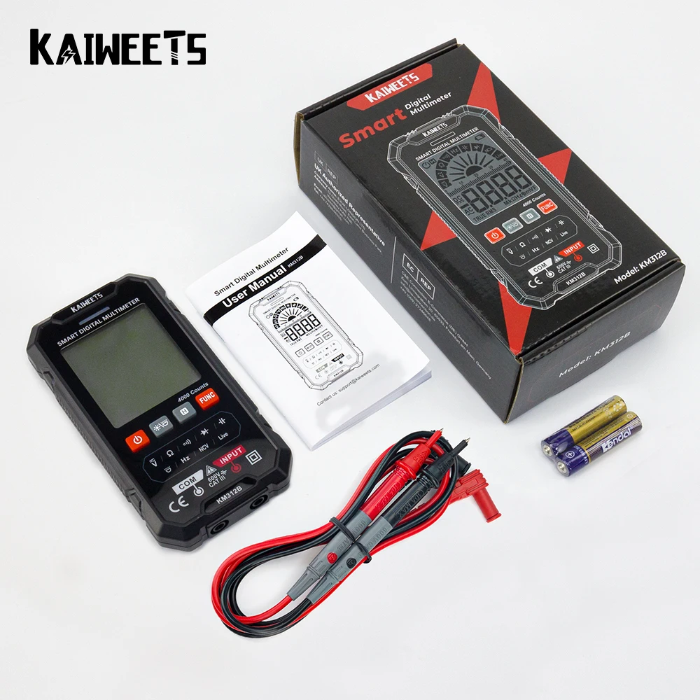 Цифровой мультиметр KAIWEETS KM312B 600 В измеритель ом Гц емкость реле True RMS постоянный и