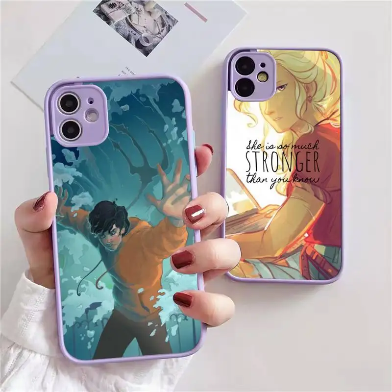 

cartoon Movie percy jackson Phone Case For iphone 13 12 11 xr xs x 7 8 pro max light purple Soft TPU Silicone Clear Case Cover