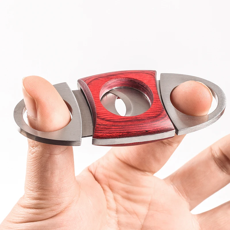 Новинка 1 шт. резак для сигар из красного дерева и нержавеющей стали двойные