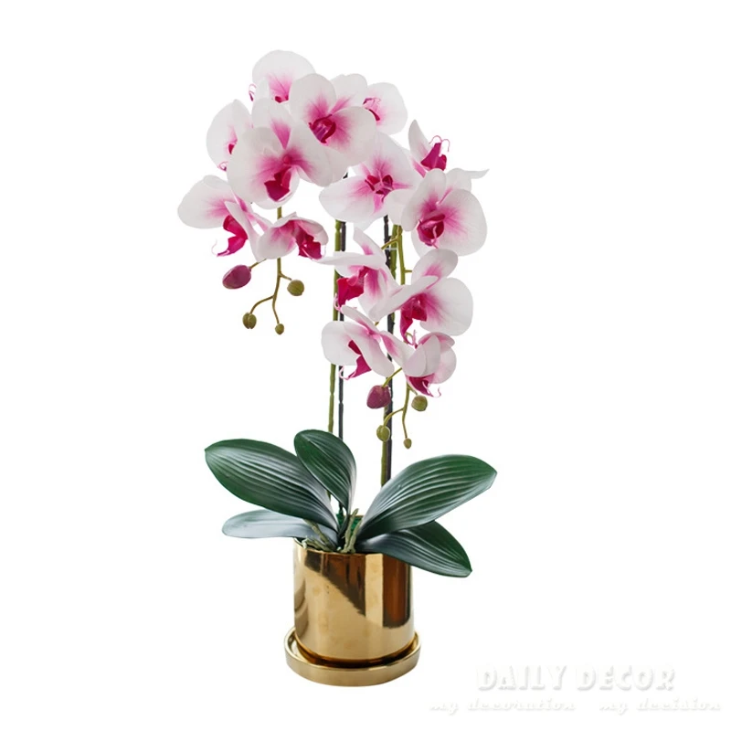 Реалистичные на ощупь/войлочные искусственные орхидеи цветочные горшки ручной