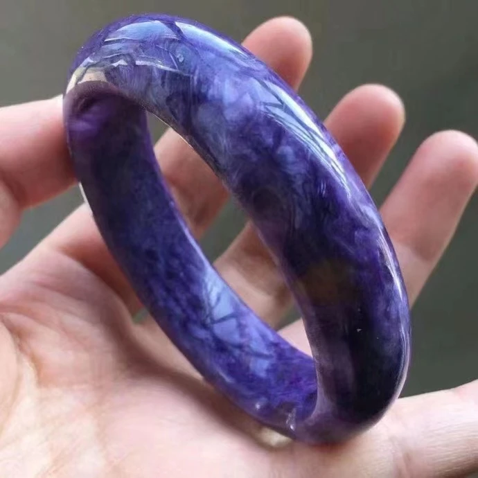 

Genuine Natural Purple Charoite Gemstone Beads Bracelet 55mm Crystal Bangles Women Fashion Jewelry AAAAAA