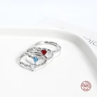 LKO настоящее серебро 925 пробы любовь сердце цвет циркон бриллиантовое кольцо для женщин обручальные кольца романтические красочные ювелирные изделия регулируемые