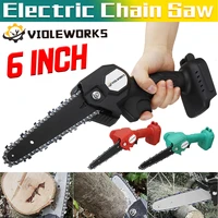 6 inch 88v 1200w mini electric chain saw with rechargeable battery woodworking pruning one handed garden logging power tool