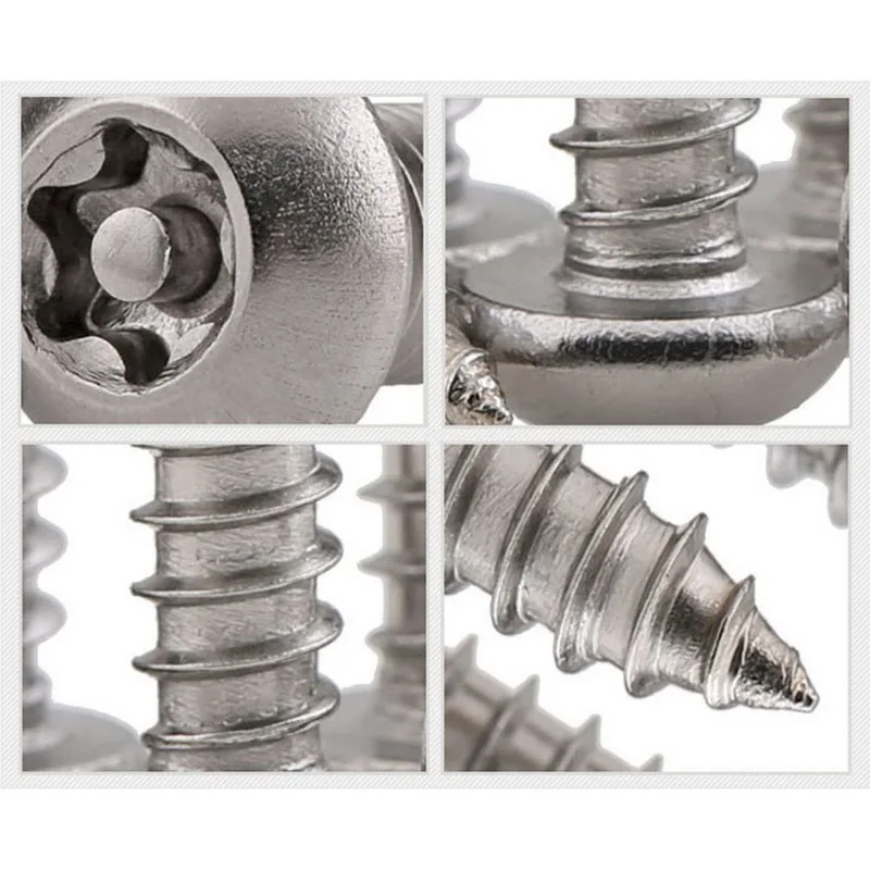 New 100pcs/Lot M2.9*6.5/9.5/13/16/19mm Stainless Steel Six-Lobe Black Torx Pan Round Head Self Tapping Screw Point CNC Screws |
