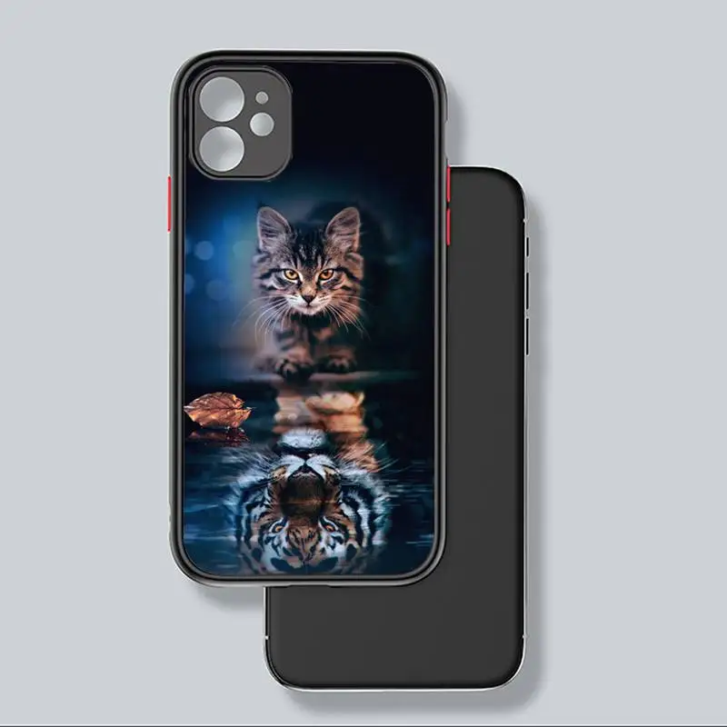 

Cat tiger dog lion Phone Case black matte transparent For iPhone 7 8 x xs xr 11 12 pro plus mini max Clear Funda