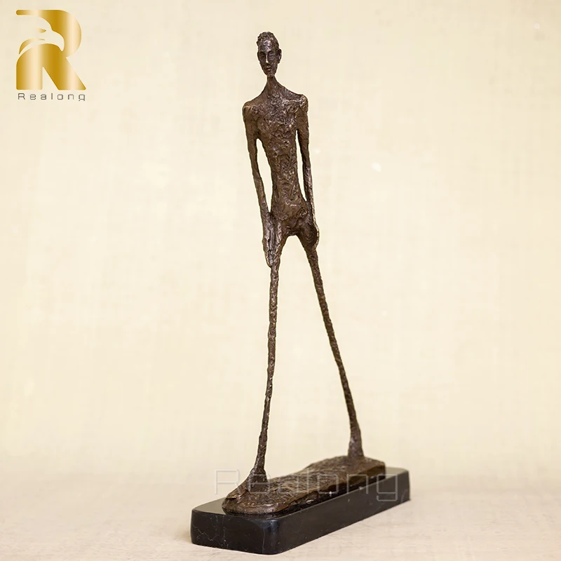 

45cm Giacometti Sculpture Bronze Statue Real Bronze Casting Walking Man Figure Sculpture for Home Office Decor Ornament Gifts