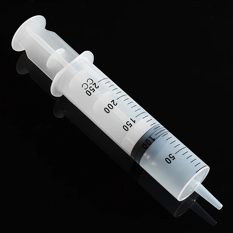 Новый шприц большой емкости 250 мл одноразовый для измерения заправки и трубка 1
