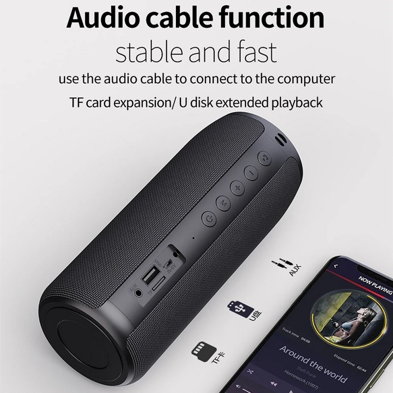 

Wireless Bluetooth Speaker Portable Sound Column Waterproof Subwoofer with FM Radio TWS USB for Outdoor Sports Computer Soundbox