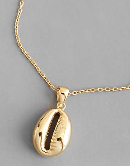 Gold Plated Ф. И. Н. С. Богемный стиль двухцветный S925 серебро ожерелье INS ракушка ожерелья с подвесками для женщин Бохо хорошее ювелирное изделие - Окраска металла: Gold Plated
