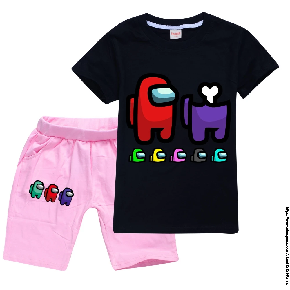Children Clothing Sets Summer Girls Game Among Us T Shirt Kids Clothes Sport Casual Toddler Baby 2 Pcs Suits |