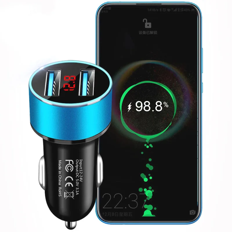 Стильное мини-зарядное устройство с двумя USB-портами для автомобильного