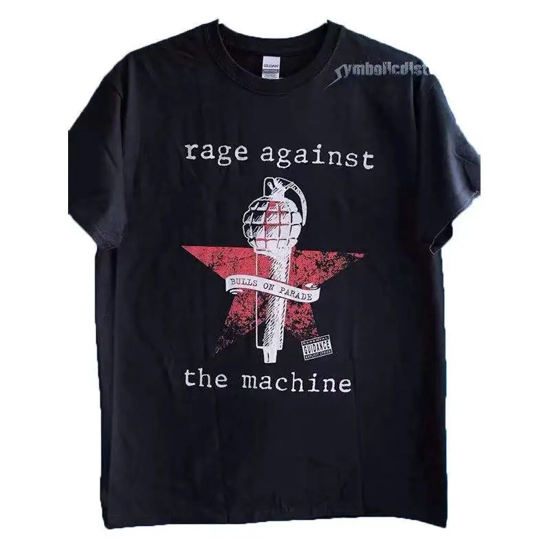 

Black large cotton heavy metal rock T-shirt 210g heavyweight cotton