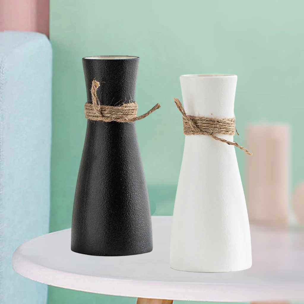 

Modern Minimalist Flower Vase Ceramic Matte Vase with Rope for Dried Flower Centerpiece Crafts Home Table Decoration
