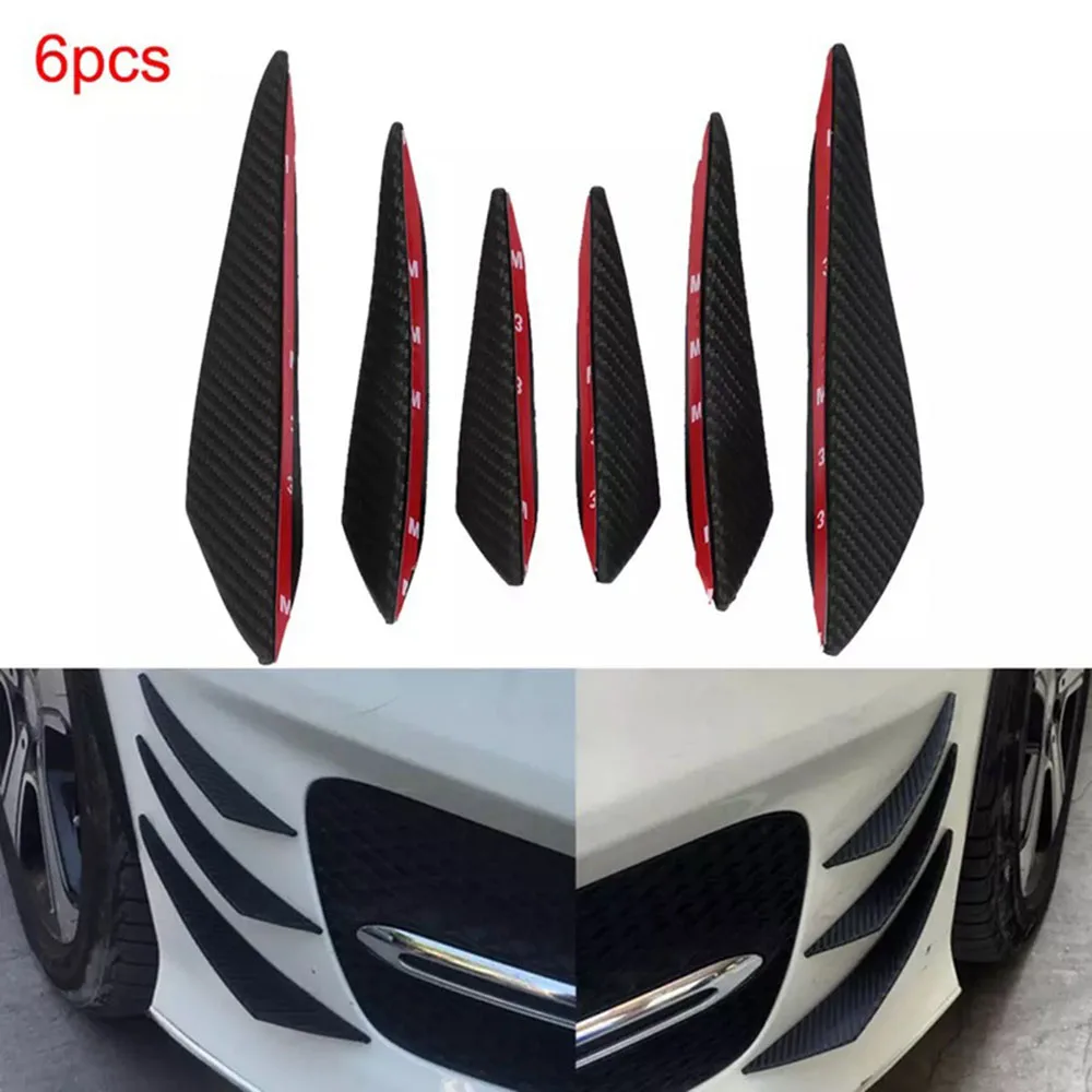 

6pcs/set Universal Car Front Bumper Lip Decoration Diffuser Splitter Fins Body Styling Spoiler Canards Car Tuning Stickers