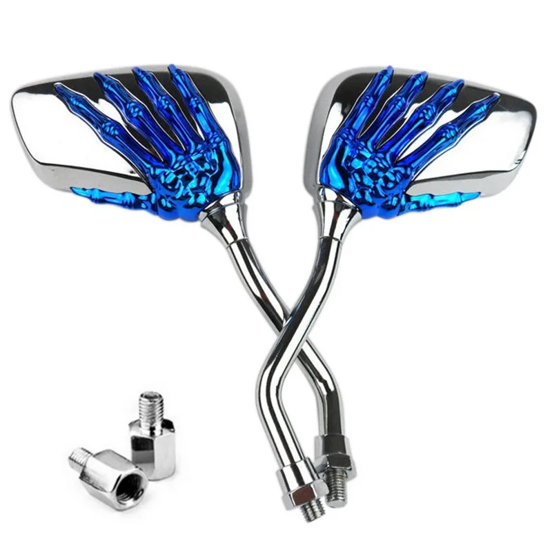 2 шт. мотоцикл Скелет Череп рук коготь Тень заднего вида зеркала 8 мм 10