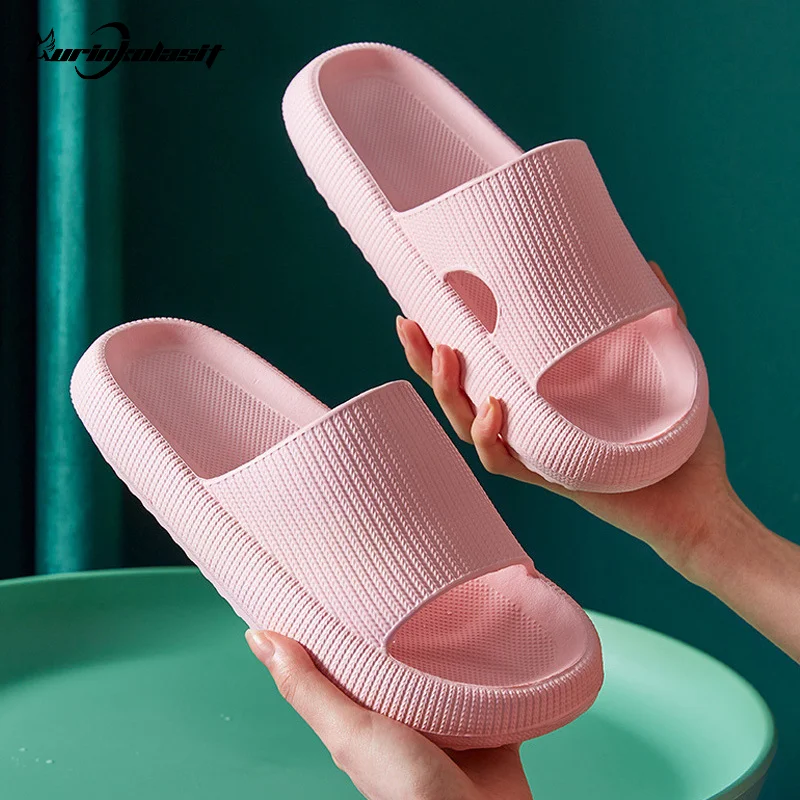 

VIP Dropshipping Bathroom Slippers Women with Thick Non-slip Cloud Slides Men Fluffy Sandal Thick Bottom Home Slipper Shoes