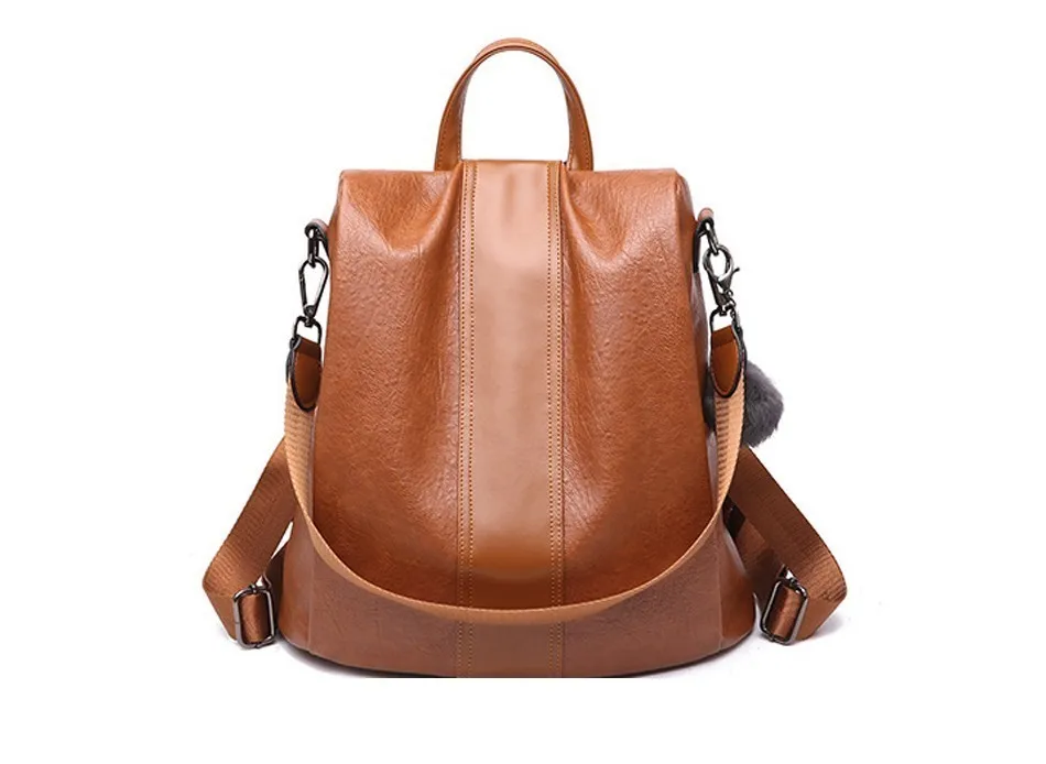 Mochila femenina anti robo clasica de cuero PU color sólido mochila canta moda bolso hombro|Женские рюкзаки| |