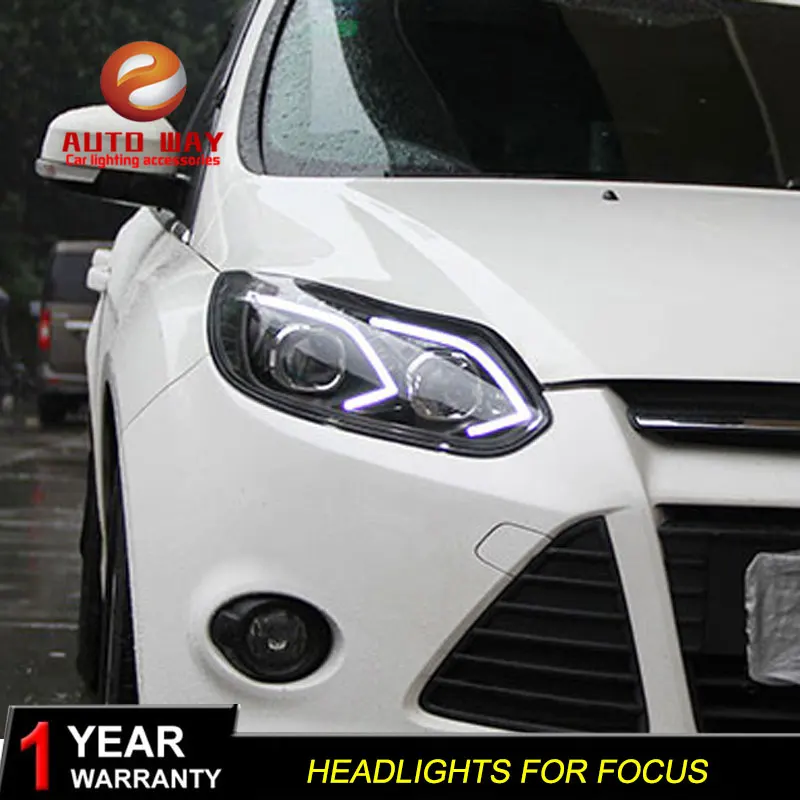Чехол для стайлинга автомобиля Ford Focus 2012-2014 светодиодный DRL двойной луч HID