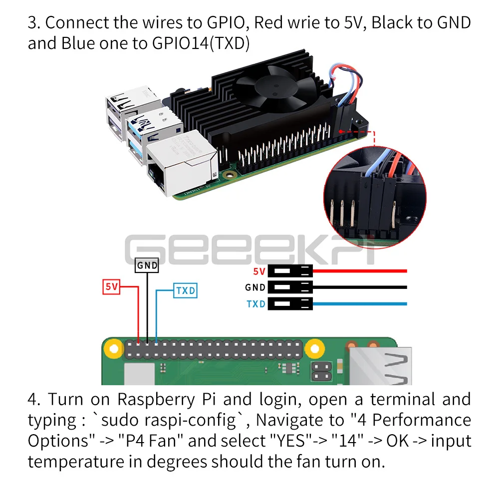 Комплект для радиатора Raspberry Pi 4B с регулируемой скоростью вентилятор