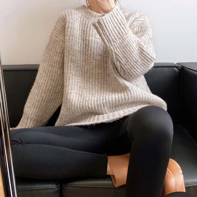 

Women Sweater And Pullovers Long Sleeve Soft Mohair Sweater Women Pullover Loose Warm Sweater Thick Pull Femme Tops Streetwear