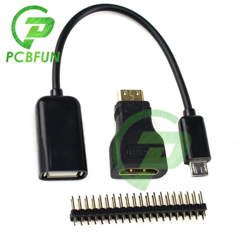 3 in 1 Raspberry Pi Zero Adapter Kit Mini HDMI to HDMI Adapter+Micro USB to USB Female OTG Cable + 20 Pin Male GPIO Header RRI 0