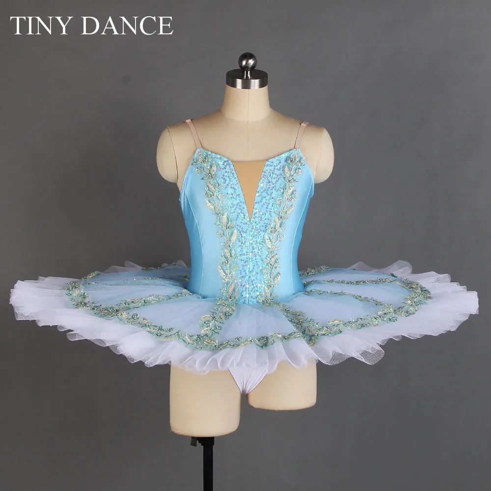 Светло-голубая профессиональная балетная юбка-пачка из спандекса с 7-слойной