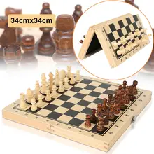 High Qulity Wooden International Chess 3 in 1 Portable Set Magnetic Chess Board For Travel  Educational Party Family Activities