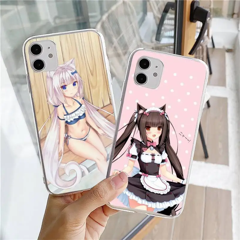 

Vanilla NEKOPARA Anime Phone Case Clear For iPhone 13 12 11 8 7 6 XS Max X XR Mini SE 2020 Transparent Cover Coque