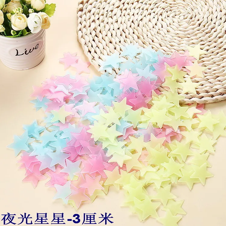 3 см фосфоресцирующие звезды 3d наклейки на стену флуоресцентные луна дельфин