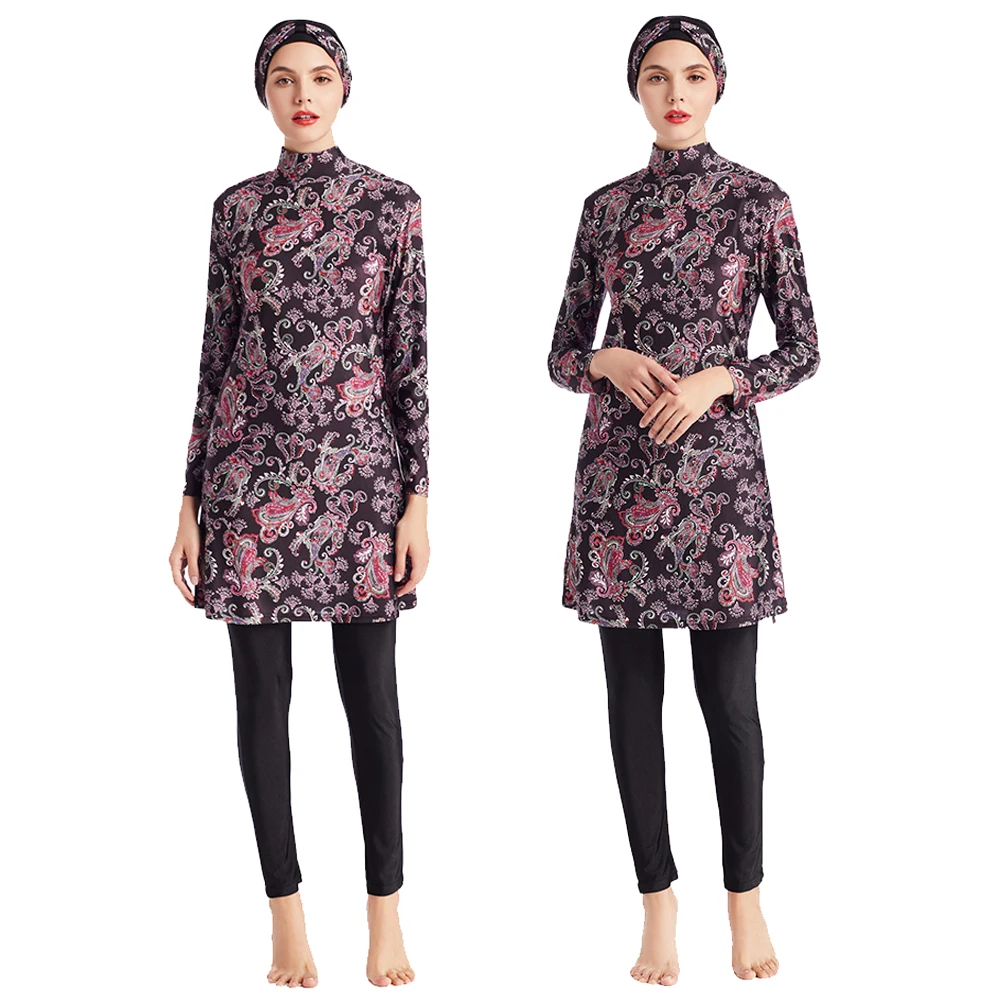 Арабский женский купальный костюм с принтом мусульманский полным покрытием