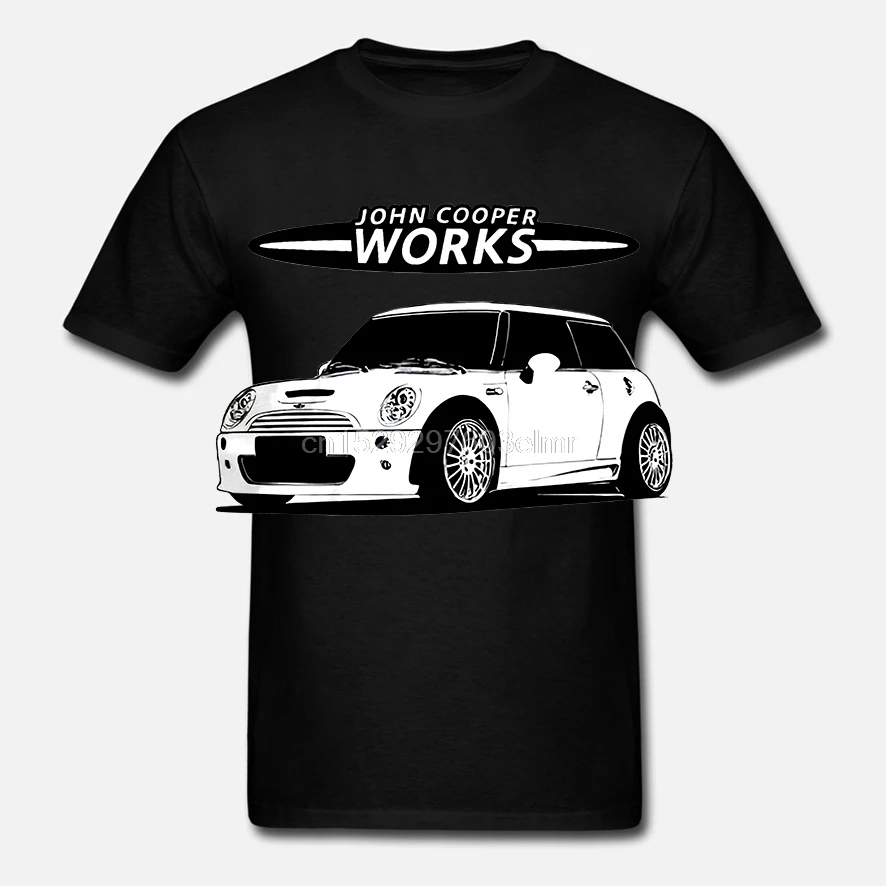 Забавная Мужская футболка белая черная Mini Cooper R53 S JCW silcuettesoft хлопковая