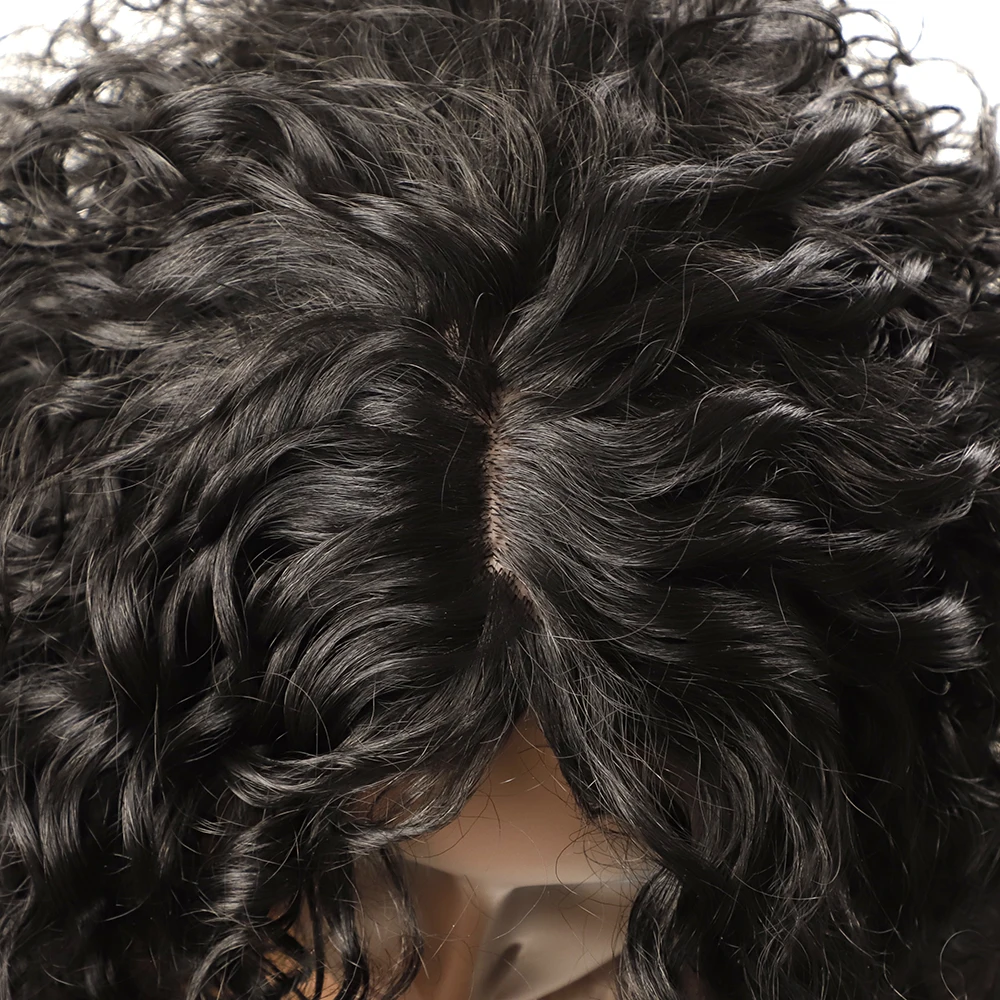 

Afro Curly Wigs for Afrcian Women Synthetic Kinky Curly Wig Middle Part Heat Resistant Natural Cosplay Wig