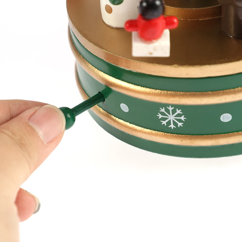 

Christmas Tree Wood Music Box Mini Rotating Carnival Musical Box Xmas Party Gift Home Table Decoration