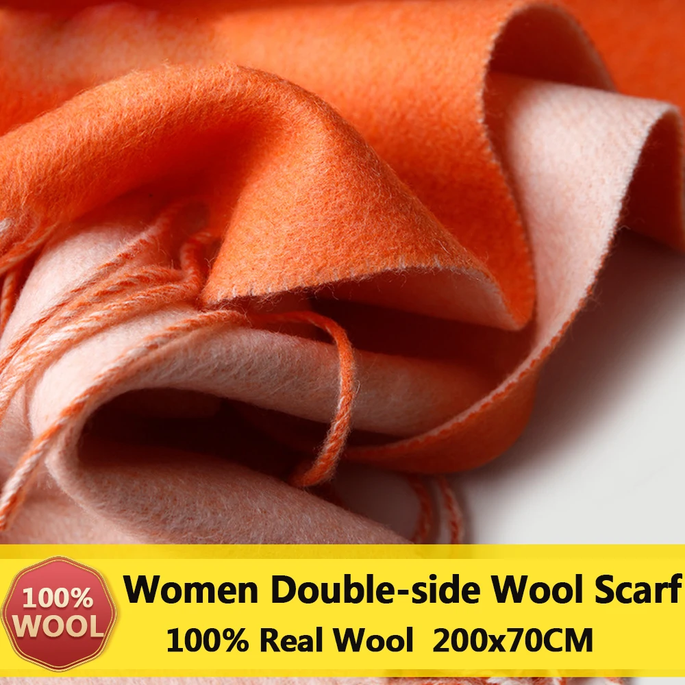 

Женский шарф и шаль из 100% натуральной шерсти, двухсторонний шарф из овечьей шерсти, зимнее теплое длинное одеяло, шерстяной шарф из пашмины