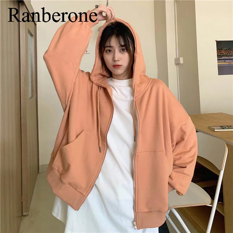 Ranberone Zipper Long Sleeve Running Jacket Women Hoodie Sports Yoga Shirts Fitness Gym Tops Long Sleeves Sportswear Stretch