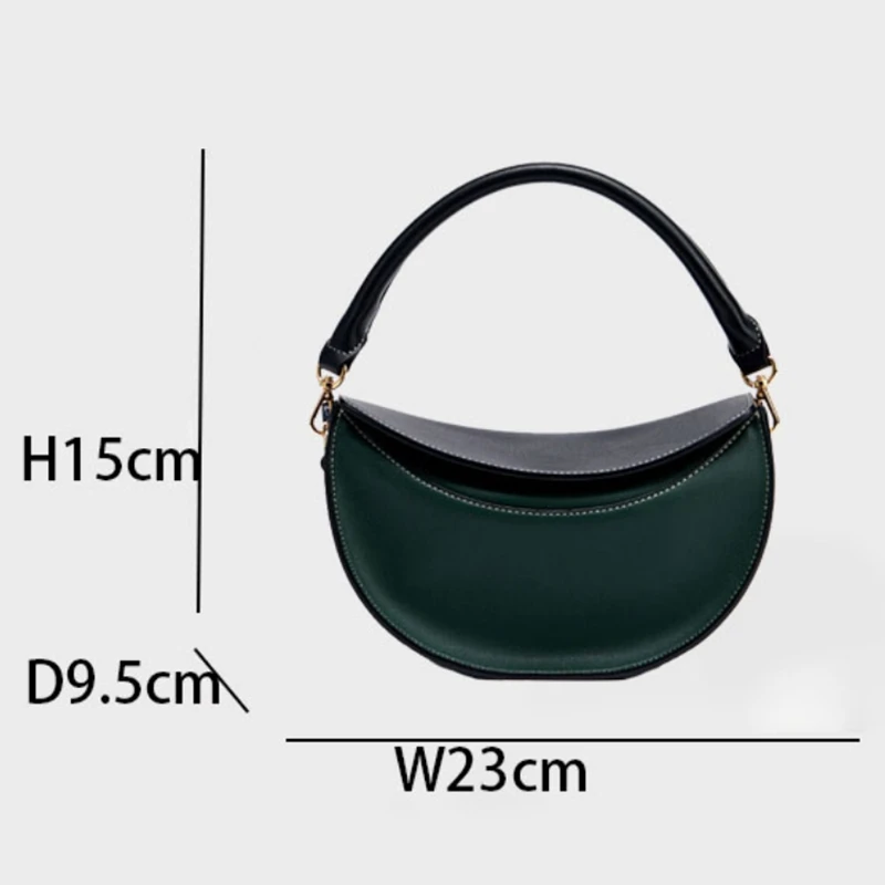 

Vintage Half Moon Bag Leather Famous Luxury Handbags Wide Strap Crossbody Bag Shoulder Bags for Women