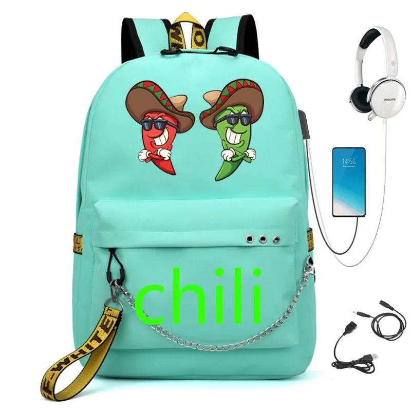 

New Fashion Backpack Usb Rechargeable School Bag Lady Shoulder Travel Bag Printed Hip Hop Girl Bag
