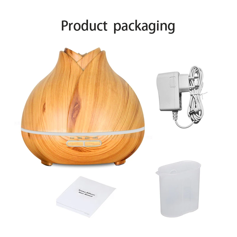 

400ml Aroma Essential Oil Diffuser Ultrasonic Air Humidifier purifier with Wood Grain LED Lights for Office Home Bedroom