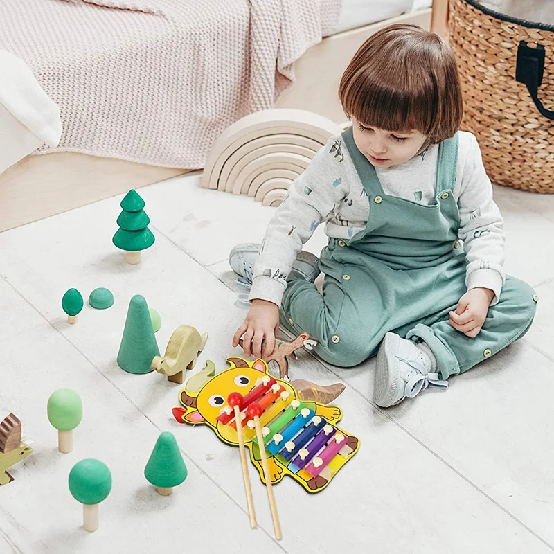 

Kids Musical Instruments Toys Wood Xylophone Glockenspiel Toy with Wood Mallets Wooden Educational Percussion Toys,Cow