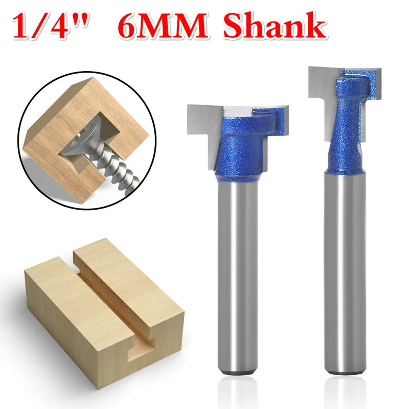 

1/2 шт. 1/4 "6 мм хвостовик Т-образный слот фрезерный резак отверстие для отверстий резак для отверстий CNC фрезерные инструменты твердосплавная фреза для дерева