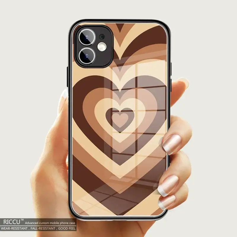 

Latte corlorful Love Coffee Heart Phone Case Tempered Glass For iPhone 11 Pro XR XS MAX 8 X 7 6S 6 Plus SE 2020 12Pro Max Covers