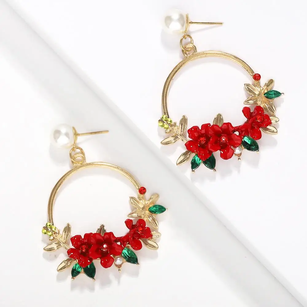 New Fashion Bead Flower Drop Earrings for Women Korean Simulated Pearl Colorful Dangle Statement Charm Wedding Jewelry | Украшения и