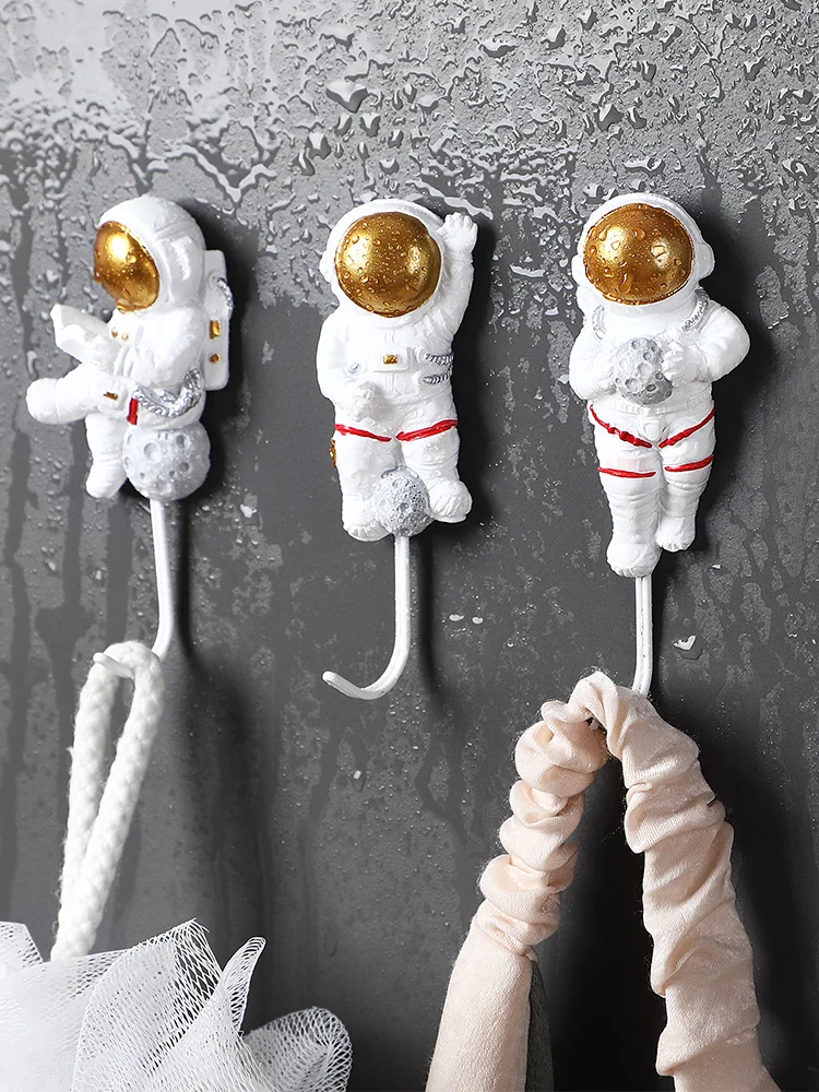 

Astronaut happy planet hook kitchen strong adhesive non - perforation non - mark retainer door back wall hanging coat hook