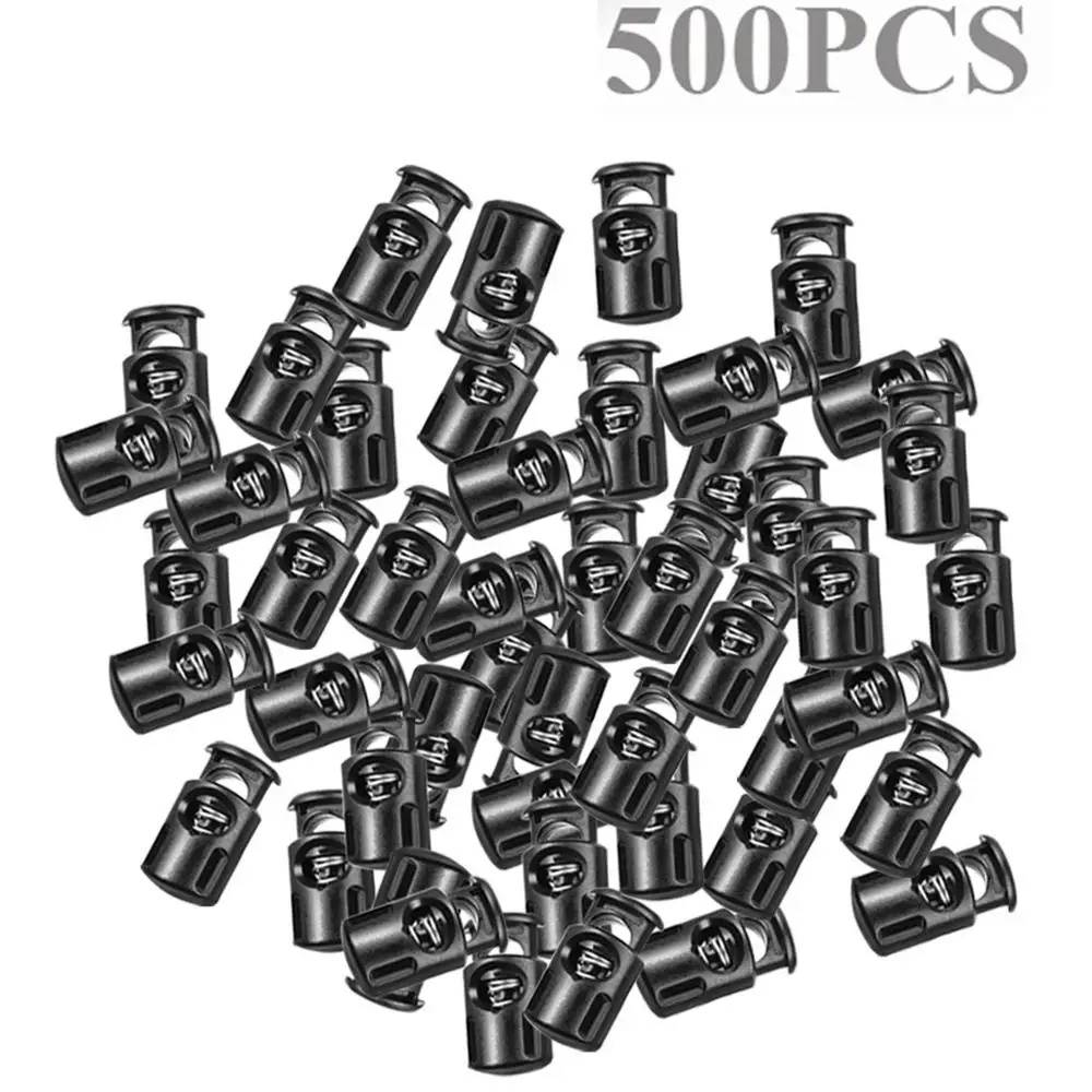 500pcs пластиковый черный шнур замок пружинный зажим конец круглый Форма чемодан