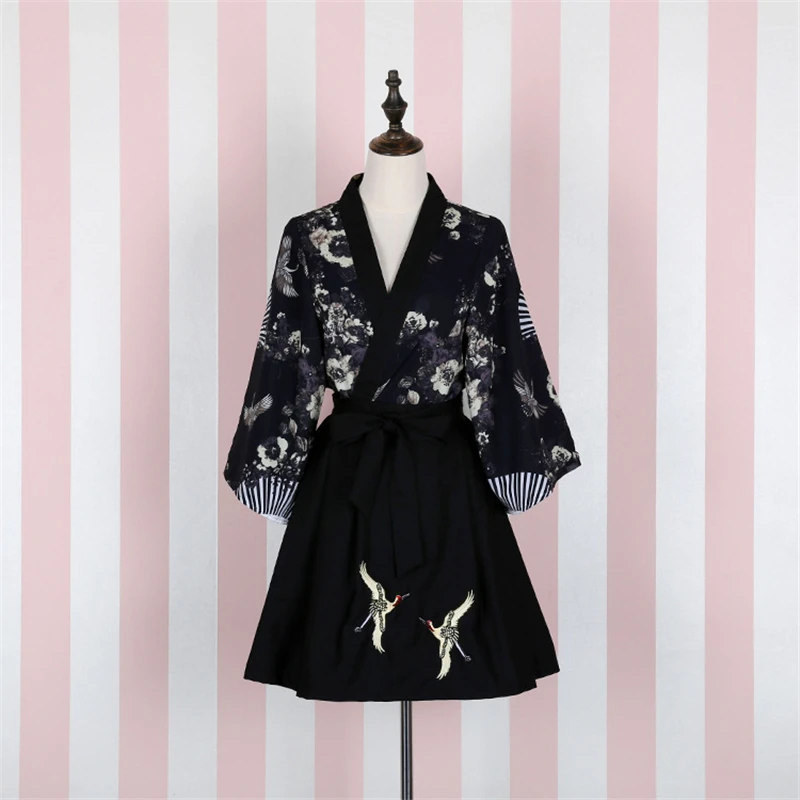 Color 3 Suit Кимоно-платье для девочек в японском стиле, кардиган Haori, юбки, Zephyr, Ретро стиль, вечерние, юката, модная нарядная одежда в азиатском стиле - Цвет: Color 3 Suit